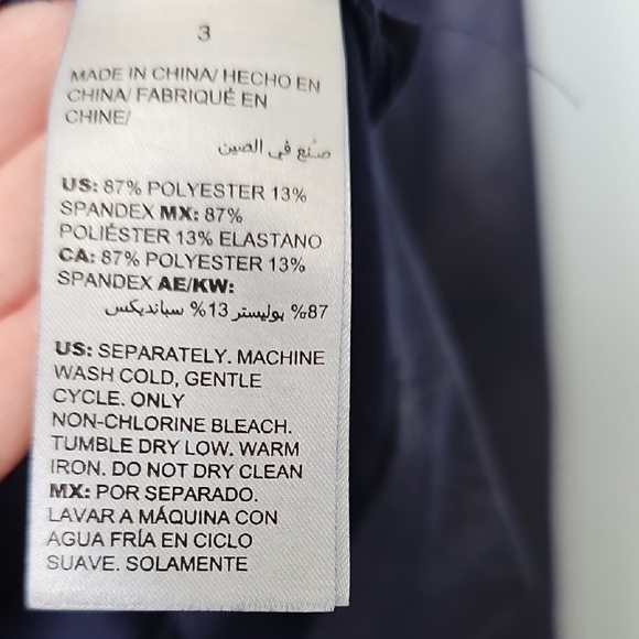 Chico's Size 16-18 Edgy Navy With Gold Shimmer Jacket Lace Up Sleeve Detail - Picture 8 of 9